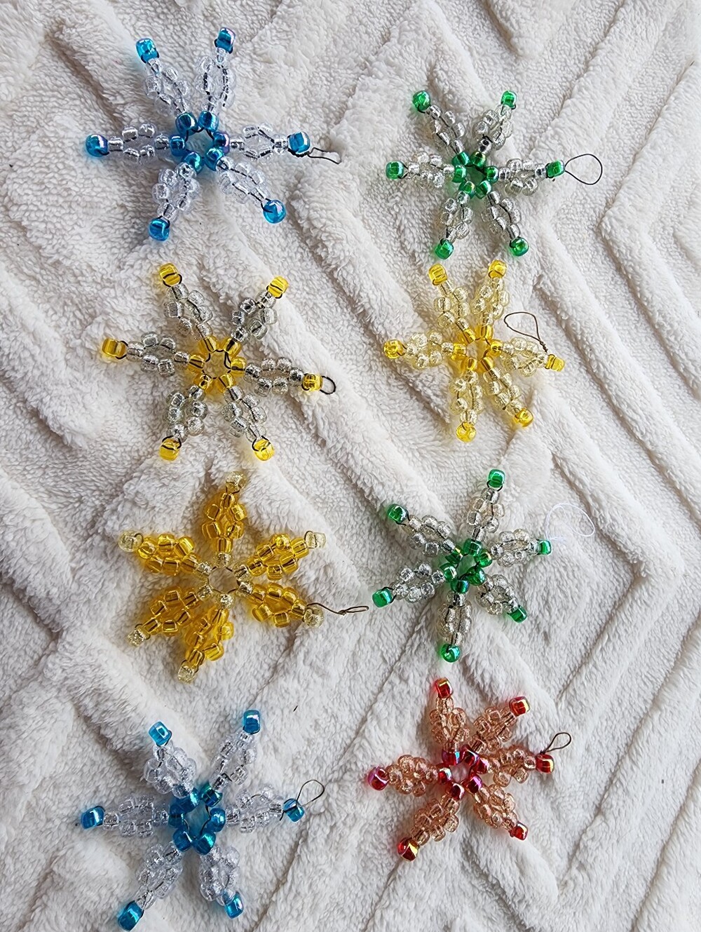 Lot Handmade Star Snowflake Christmas Ornament Holiday Set Of 8
